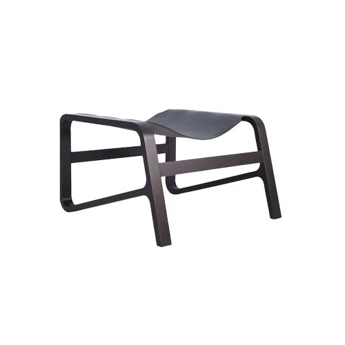 Toro Ottoman by Blu Dot—elegant, low-profile footrest in rich Night leather.