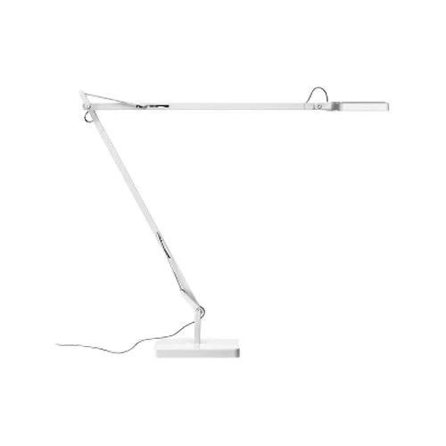 White Kelvin LED lamp with adjustable arm and edge-lit optical clarity.
