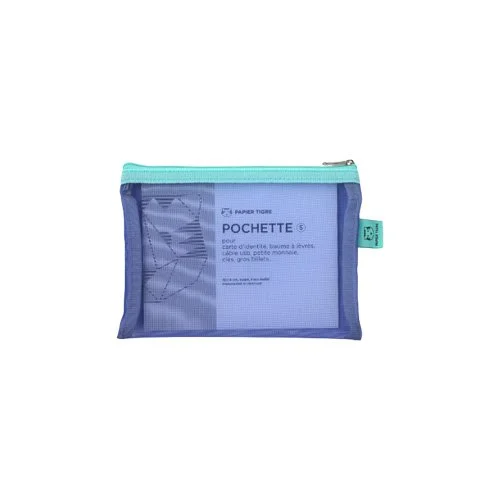 Papier Tigre Mesh Pocket S in Aqua with mesh fabric and zipper