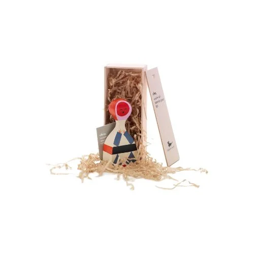 Vitra Wooden Doll No. 18, designed by Alexander Girard in 1953 — handcrafted midcentury decor with playful artistry.