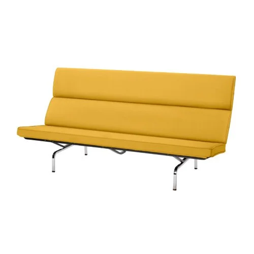 Eames Sofa Compact upholstered in Mode fabric with slim aluminum legs.