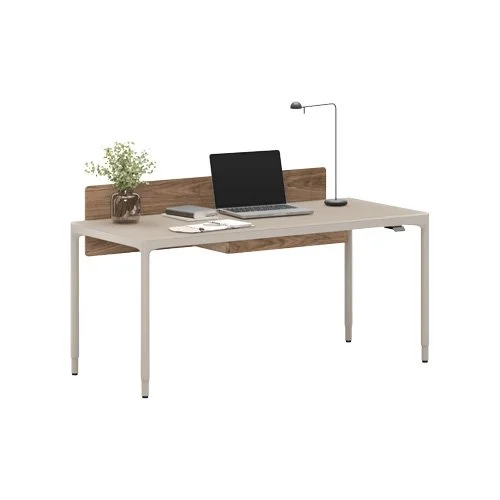 BDI Luma 6762 Sit+Stand Desk in Dune with satin-etched glass and powder-coated steel frame. (Copy)