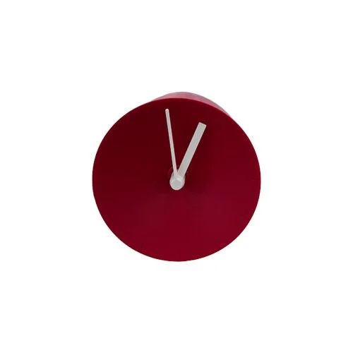 Mosery Corner Clock in Red with White Hands designed for compact spaces.