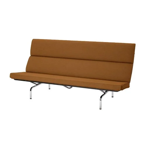 Eames Sofa Compact upholstered in Mode fabric with slim aluminum legs.