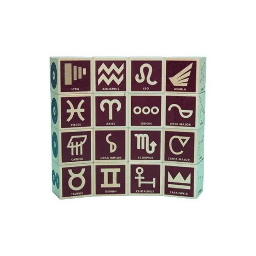 Basswood block set featuring star graphics designed for early science and STEM engagement.