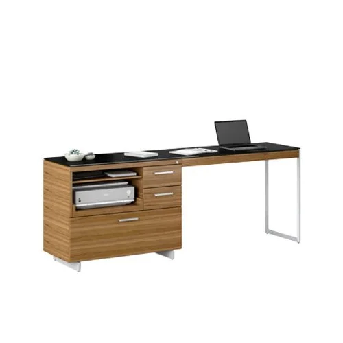 Compact workstation return designed to pair with Sequel 6101 Desk in natural walnut. (Copy)
