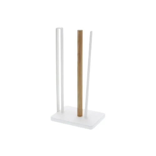Tosca Paper Towel Holder by Yamazaki in white steel with wood accents, minimalist design. (Copy)