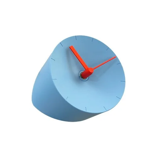 Modern analog clock designed for wall corners, tables, and desks.