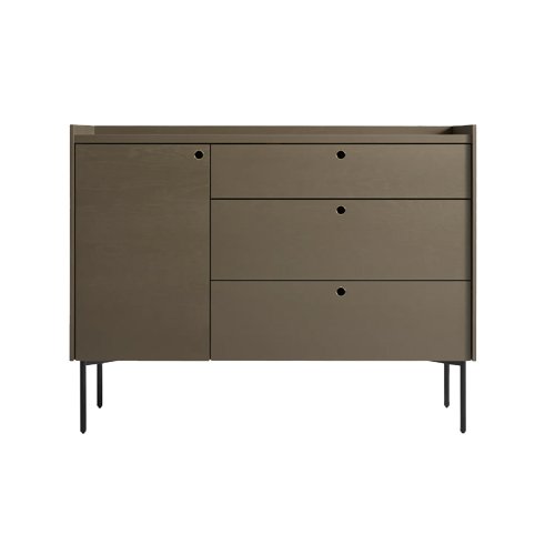 Sculptural asymmetrical credenza for modern living or dining spaces