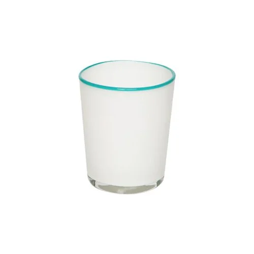 Couleur Nature Summer Glass in White & Turquoise — hand-blown with a softly frosted, sea-glass look.