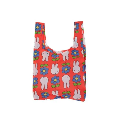 Standard Baggu Flower Miffy Bag – a durable, foldable reusable tote featuring a charming Miffy floral print, crafted from recycled nylon.