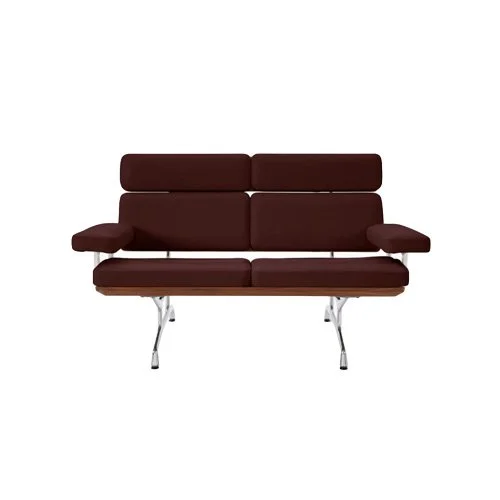 Leather upholstered seating with sleek frame and clean horizontal lines.