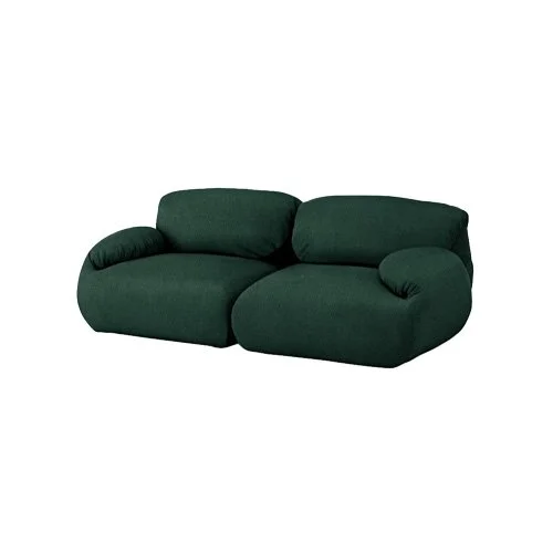 Modular lounge seating in durable upholstery with foldable arm and backrests.