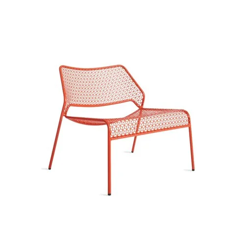 Blu Dot Hot Mesh Lounge – modern powder-coated steel lounge chair with a 3D mesh pattern, perfect for indoor or outdoor use, available in nine finishes.