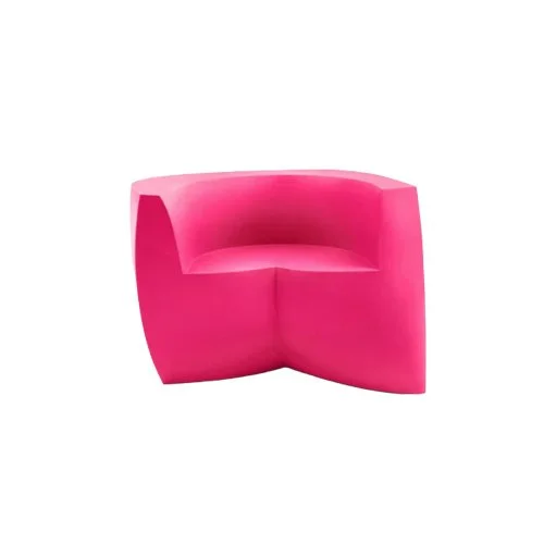 Gehry Easy Chair by Heller in blue, magenta, yellow, and black—bold modern seating.