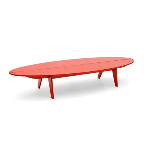 Bolinas Surfboard Coffee Table by Loll Designs featuring sleek surfboard-inspired design in recycled HDPE.