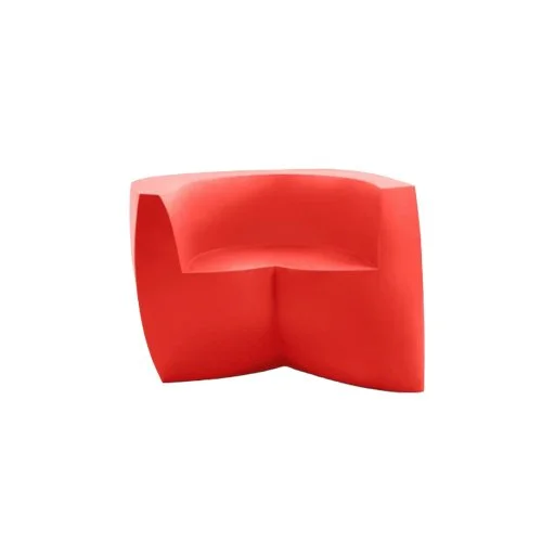 Gehry Easy Chair by Heller in red and green—sculptural seating for indoor or outdoor use.