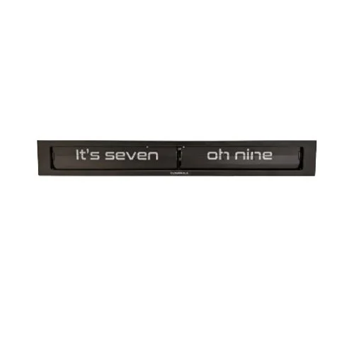 Texttime 2.0 Metal Modern Text Flip Clock by Renée Vendrig with a word-based split-flap display