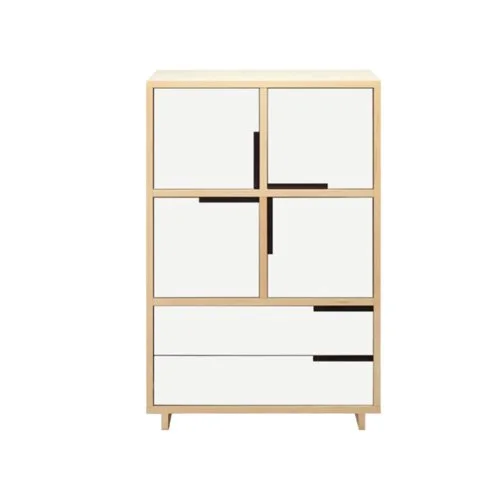 Contemporary sideboard in maple veneer with playful color-block storage (Copy)