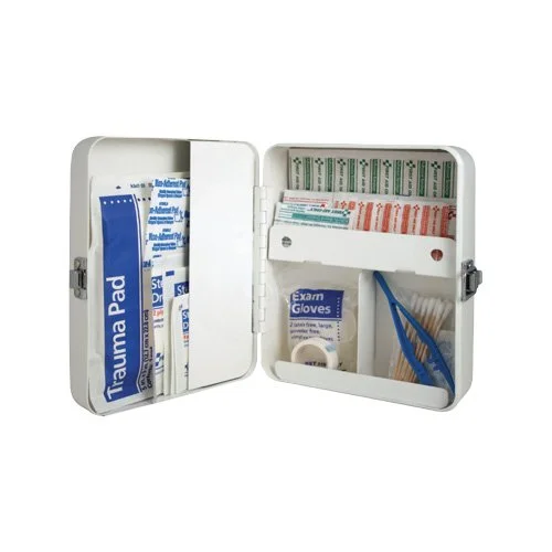 Sleek white storage box featuring removable tray and enamel finish.