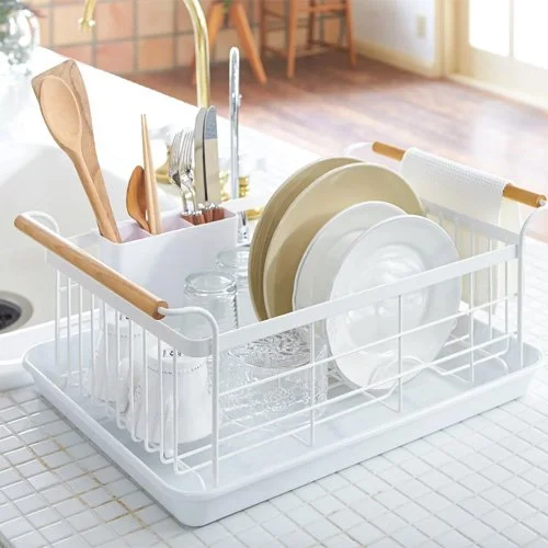 Stylish steel and wood dish rack blending Japanese simplicity with everyday practicality. (Copy)