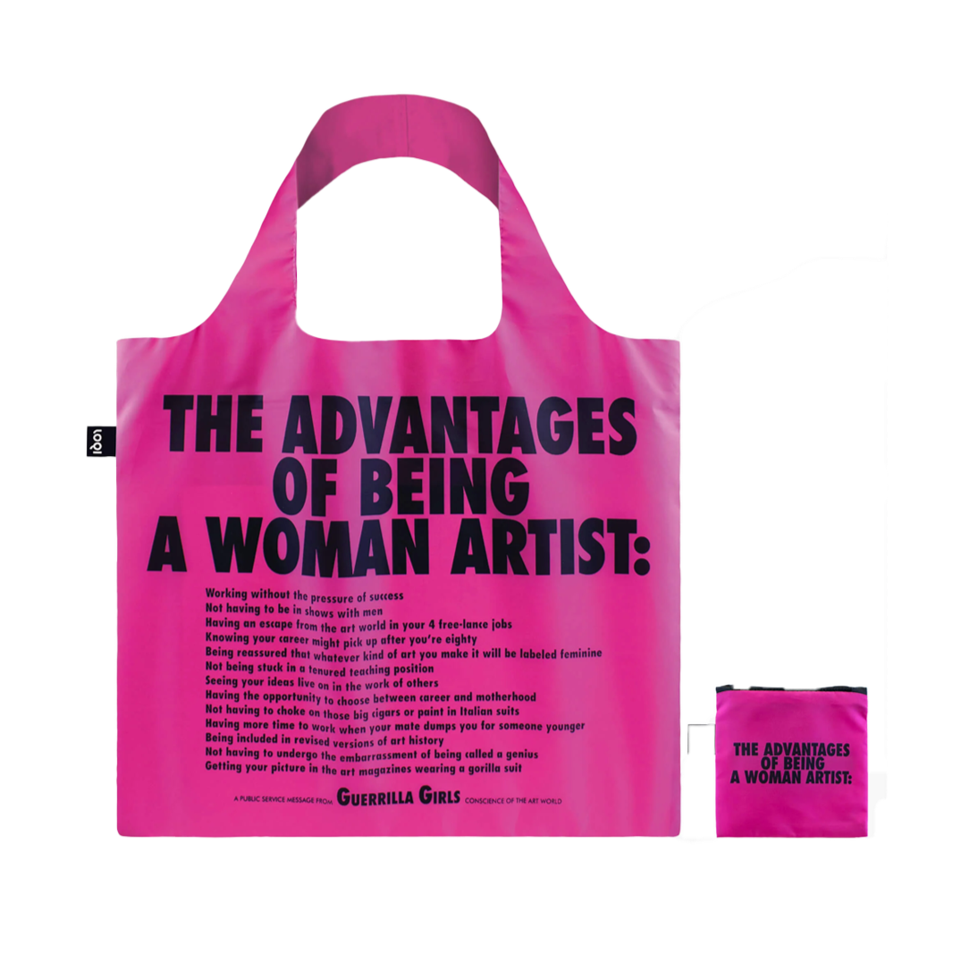 LOQI reusable bag featuring Guerrilla Girls artwork and bold text design