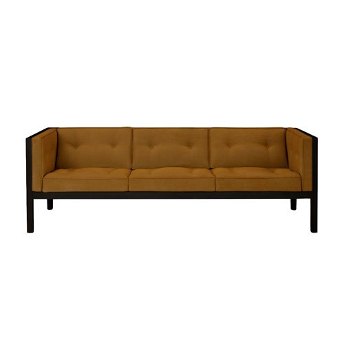 Cube Sofa in Mode fabric with clean lines and recessed plinth base by Herman Miller.