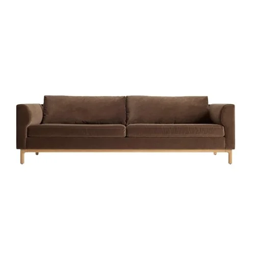 Modern upholstered sofa in neutral tones with subtle Scandinavian influence