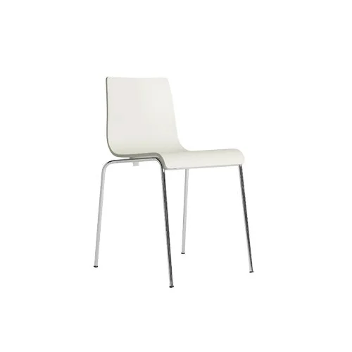 Chair Chair by Blu Dot featuring a white ash veneer seat and chrome-plated legs, perfect for modern dining or office spaces.