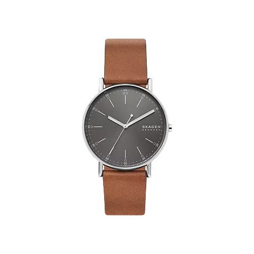 Skagen Signatur watch with medium brown leather strap
