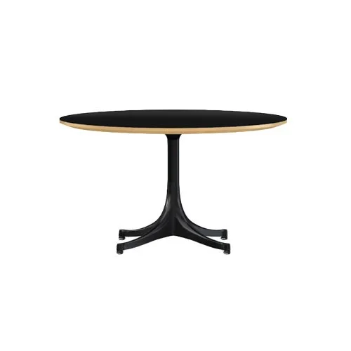 Nelson Coffee Table with black laminate top and matching black pedestal base.