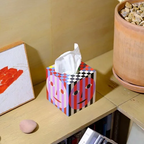 Contemporary home accessory blending art, humor, and daily function.