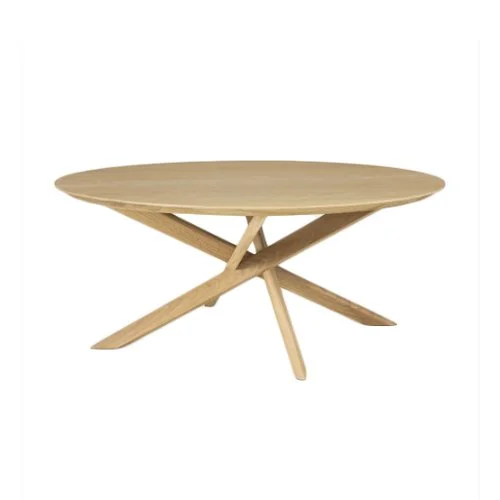 Mikado Coffee Table by Ethnicraft with intersecting solid oak legs and round top (Copy)