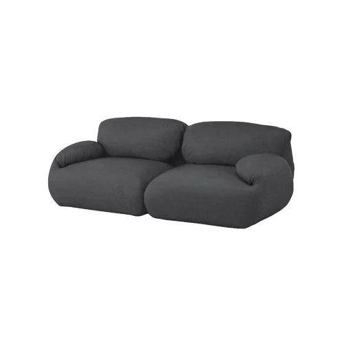 Modular lounge seating in durable upholstery with foldable arm and backrests.