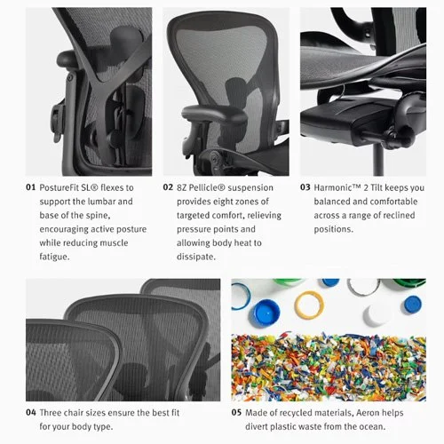 Herman Miller Aeron Chair with PostureFit SL and adjustable arms (Copy)