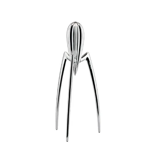 Juicy Salif Citrus-squeezer by Philippe Starck for Alessi, a polished aluminum design icon for modern kitchens.
