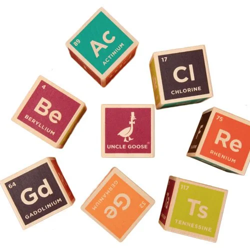 Durable educational wooden blocks emphasizing tactile chemistry learning and child-focused science development.