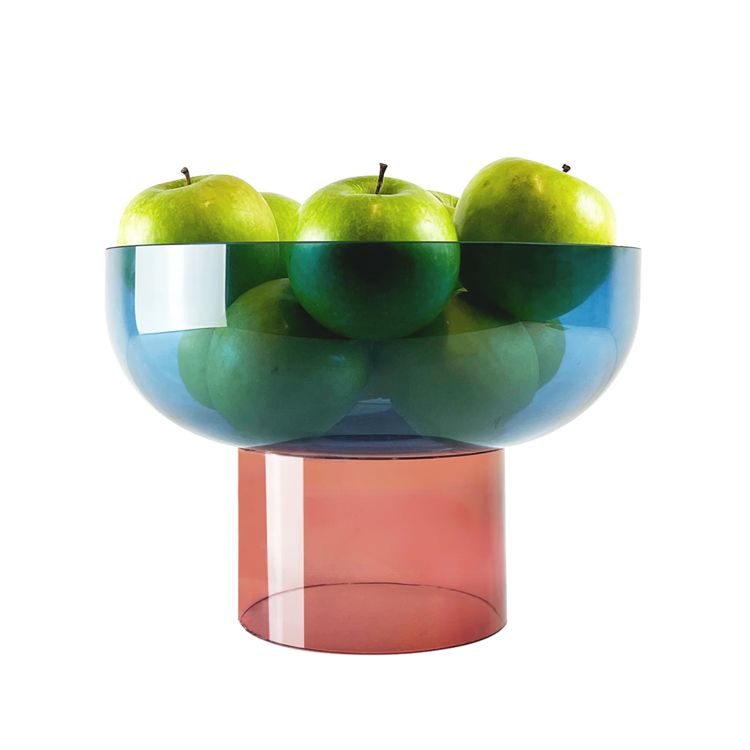 Hand-blown blue and pink glass bowl by Cloudnola, bold, luminous, and contemporary in design.
