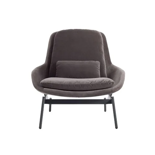 Blu Dot Field Lounge Chair in Velvet – sculptural lounge chair with plush velvet upholstery, deep seating, and a sleek steel base for modern interiors.