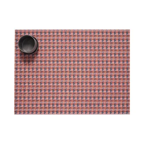 Chilewich Crane Placemats in Raspberry with warm red, teal, and pink tones. (Copy) (Copy)