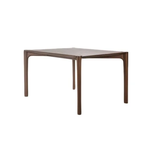 Pi Dining Table in Teak Brown by Ethnicraft – a solid teak dining table featuring organic curves and a sleek profile.