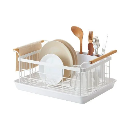 Modern dish rack with removable utensil holder and efficient drainage design. (Copy)