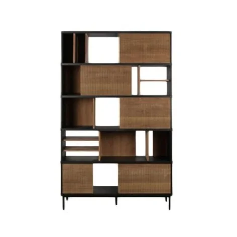 Ethnicraft Oscar Rack in solid teak with open shelving and vertical slats