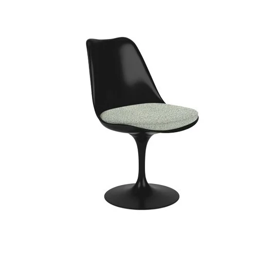 Saarinen Tulip Side Chair by Knoll with Tempest fabric and black pedestal base.