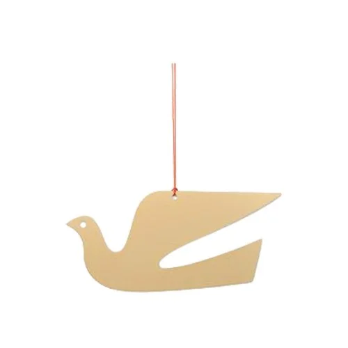 Alexander Girard Dove Ornament by Vitra in polished brass with symbolic dove motif.