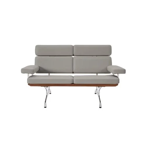 Eames Sofa in Prone leather with veneered back panels and aluminum base.