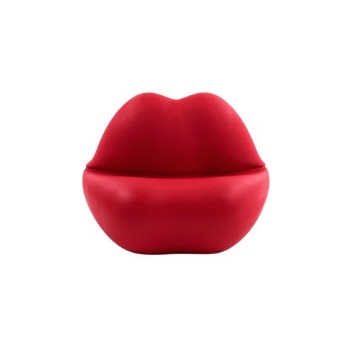 Kiss Chair by Heller—lip-shaped pop art piece made from durable polyethylene.