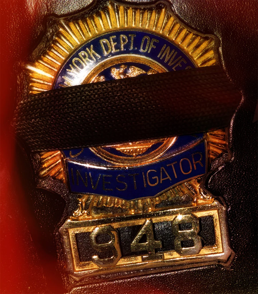 My NYC shield photographed by an FDNY Fire Marshall in the moldering rubble of the WTC on 9/11. It was still too hot to touch.