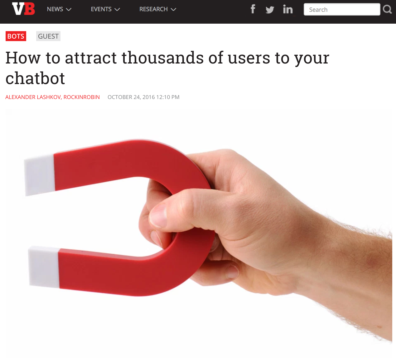 Пост о нашем боте на страницах Venture Beat