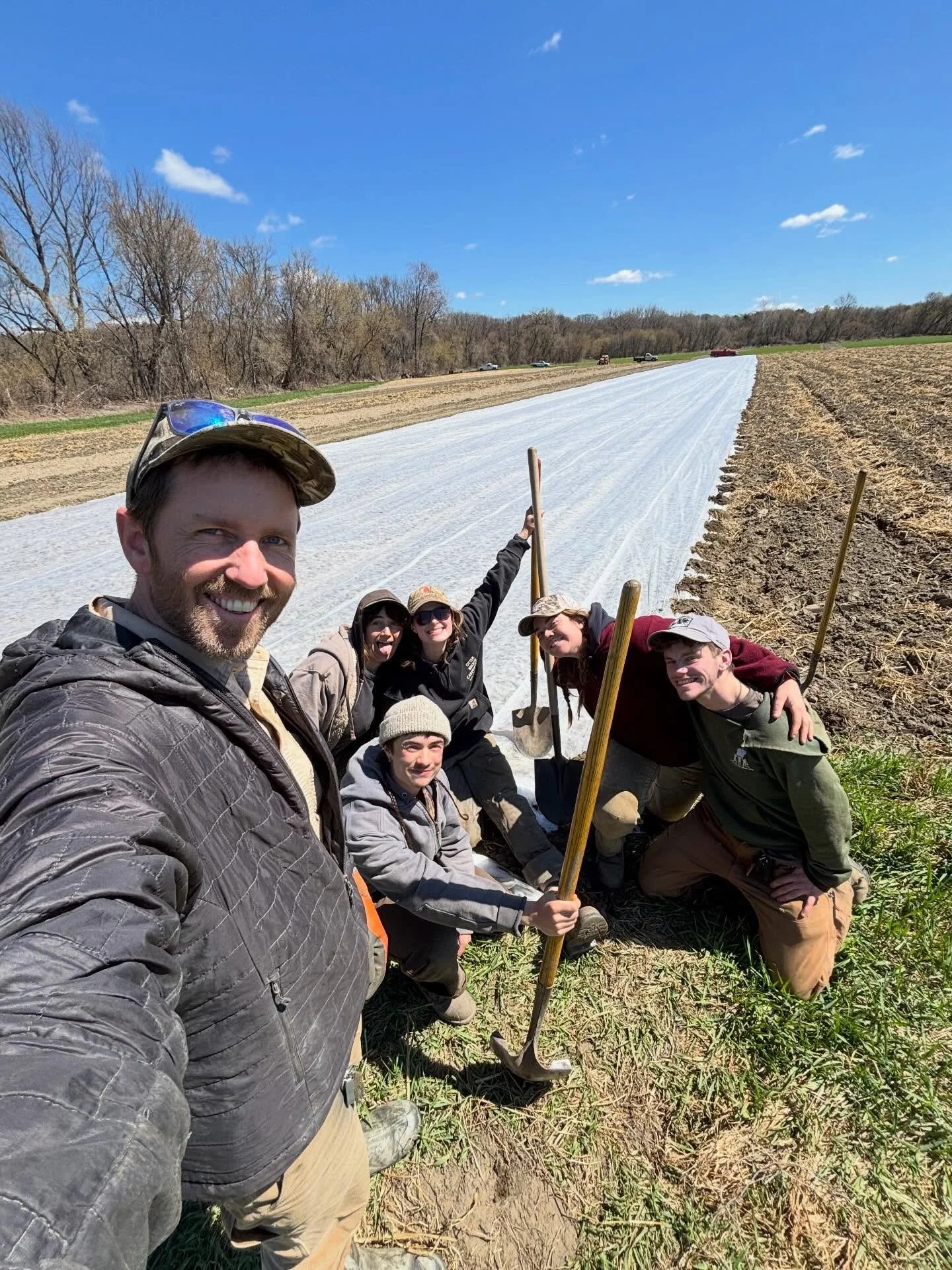 We planted! We row covered! Then we ate creemees! A very successful first transplant day and second creemee Friday of the season 🎉🍦💞